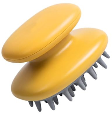 PENIKOKO Handliches Silikon Shampoo Massagekamm Tragbarer Kopfhautreiniger Tiefenreinigender Haarstyling kamm Weicher Massagekamm für Haarpflege Geeignet für Zuhause und Unterwegs Gelb