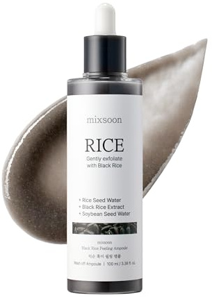 mixsoon Black Rice Peeling Ampoule - Face Exfoliant with Black Rice Extract, Soybean Complex & Rice-Derived PDRN, Hydrating Serum for Refined Clarity & Vibrant Glow, 100ml