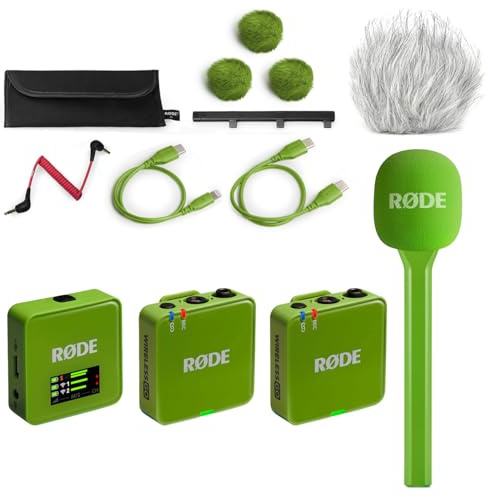 Rode Wireless GO Gen 3 - Sistema radio per microfono a 2 canali senza fili, colore verde con intervista GO adattatore manuale Keepdrum