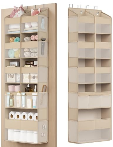 SONGMICS Hängande Dörrförvaring, Förvaringsfickor med 5 Hyllor och 9 Fack | Non-Woven Tyg, 150 x 50 x 17 cm, för Badrum och Sovrum, Sommarsand, TINA Kollektion RDH009LF01