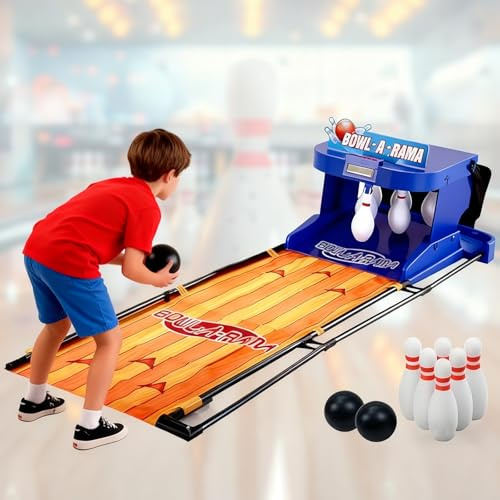 Elektroniskt Bowlingspel för Inomhusbruk, Arcade Bowlingbana med LED-Poängtavla och Automatisk Bollåterställning, Simulerade Ljudeffekter, Kul för Barn och Vuxna(2.5m)