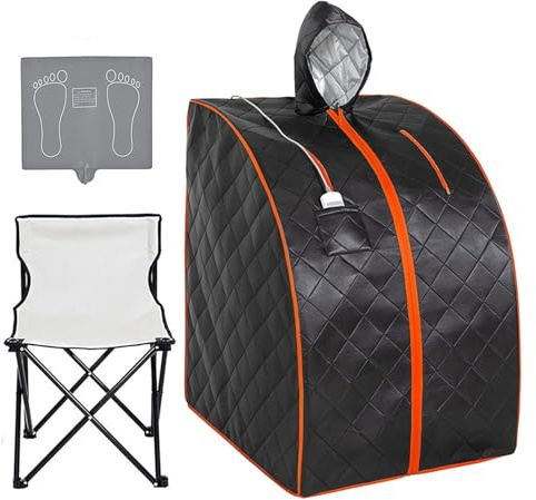 Personlig infraröd bastu for hemmet, portabelt bastu-spa-tält med hatt, uppgraderad stolvärme-trampdyna for avkoppling Detox-hemspa för hemmabruk(Black Gray)