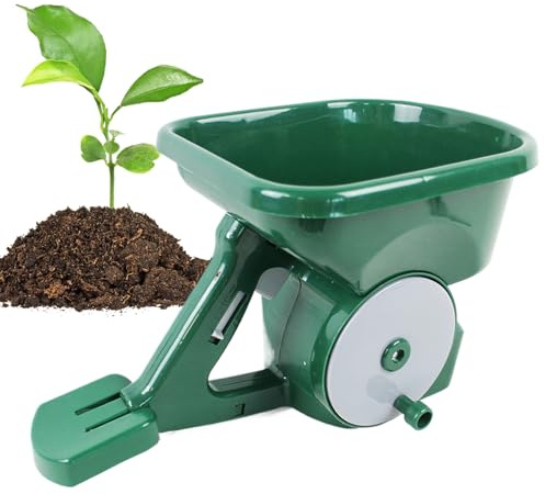 Justerbar gårdsspridare, handvev trädgårdsspray, applicera med 3 L kapacitet, gräsmatta och trädgårdsverktyg för plantering, utomhusspridare med robust design, spruta för lime och gödsel