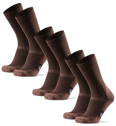 DANISH ENDURANCE Calcetines de Senderismo Unisex, Calcetines de Lana Merino con Acolchado Antiampollas, 3 o 5 Pack Braun 43-47