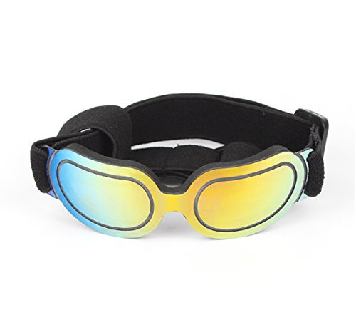 Namsan Hundesonnenbrille UV-Schutz Wasserdicht Winddicht für Doggy Puppy Katzen mit Verstellbaren Trägern und Weichem Rahmen
