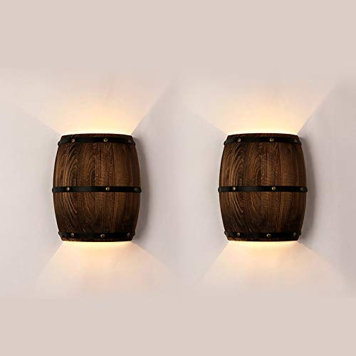 Newrays Antique En Bois Tonneau Applique Murale Applique Éclairage Appliques Murales Intérieures pour Bar Thème Steampunk (2 Pack)