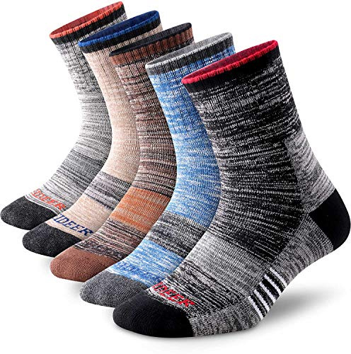 FEIDEER Men's Hiking Walking Socks, 5 pack Outdoor Recreation Wicking Cushioned Quarter Low Cut Ankle Socks for Men (5MS20205-L)
