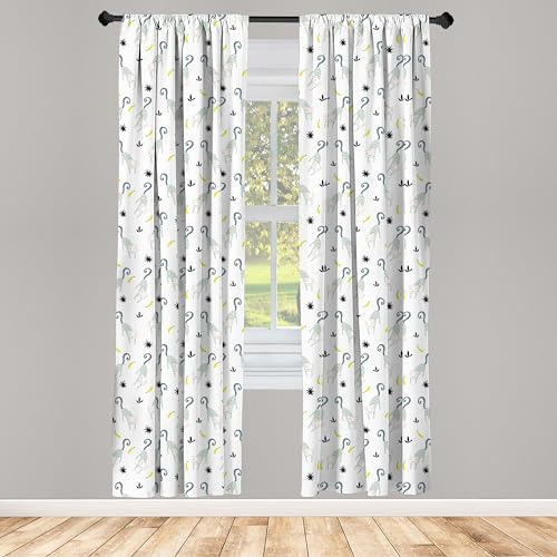 ABAKUHAUS AFFE Vorhänge, Gardinen, Dschungel-Tiere Kinderzimmer-Kunst, Fensterbehandlungen für Wohnzimmer Schlafzimmer Dekor, 2 Stück 75 cm b x 225 cm h,Weiß Schwarz Gelb