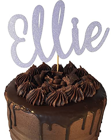 My Pretty Little Gifts Personalised Glitter Name Only Cake Topper Birthday Party - Non Shedding Card 400gsm - Any Name and Many Colours!