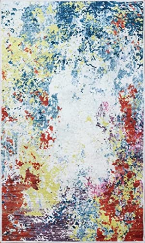 Mani TEXTILE TPS_ART_BLE_120 Teppich, Polyester, Blau, 120 x 180