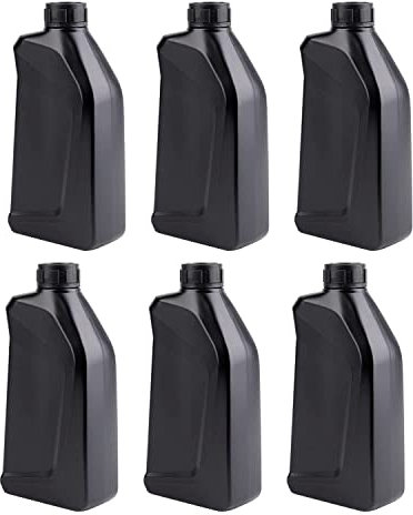 Hacaroa 6 Pack Plastic Engine Oil Jugs with Lid, 34 Oz Motor Oil Bottle Storage Container, Black Empty HDPE Bottle Jug for Bleach, Detergent, Lubricant, Automotive Fluids
