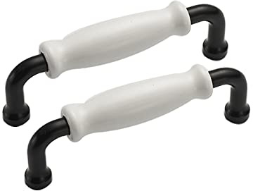 limiao123 2 Stücke Schrankgriffe Möbelgriff Bogengriffe Schubladegriff Möbelgriffe Türknöpfe Zinklegierung Möbelknopf Vintage Keramik Porzellan Türgriff (hole distance 96mm/3.7in,B)