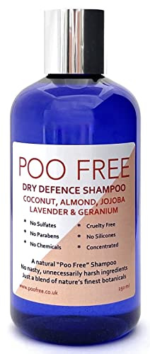99% Natural CHAMPÚ HIDRATANTE - con ALOE VERA, ALMENDRA, JOJOBA, GERANIO & LAVANDA - 250 ml de POO FREE. Sin Sulfatos, Sin Parabenos. Concentrado, Baja Espuma. pH 5.5 para Pieles Sensibles.