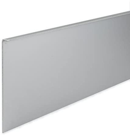 PROVISTON | Plinthe à coller | Non percé | Aluminium anodisé | Argent | Hauteur : 100 mm | Largeur : 6 mm | Longueur : 2500 mm | Plinthe | Plinthe | Plinthe à coller | Plinthe