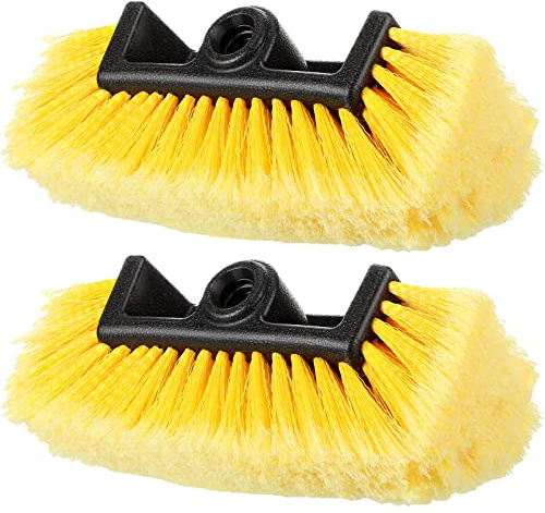 Tanlade 2 Pcs Car Wash Brush Head with Soft Detailing Bristle Flow Through Car Cleaning Brush Exterior Wash Equipment for Auto Truck RV Boat Camper(10 Inch,Yellow)