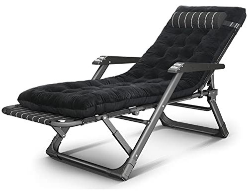 BUJOG Klappbarer Chaiselongue-Stuhl für den Außenbereich, verstellbar, tragbar, verstellbar, Garten-Sonnenliege, Campingbett mit Kissen und Massage-Armlehne für Terrassendeck und Schlaf am Pool, S