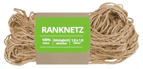 Ranknetz aus Jute | 1,8m x 1,8m | Jutenetz | Rankhilfe für Kletterpflanzen u.a. Gurken