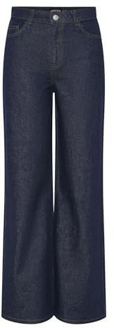 PIECES dam Pcselma Hw Wide Rinse Noos Bc breda jeans, Mörkblå denim, 29W / 32L