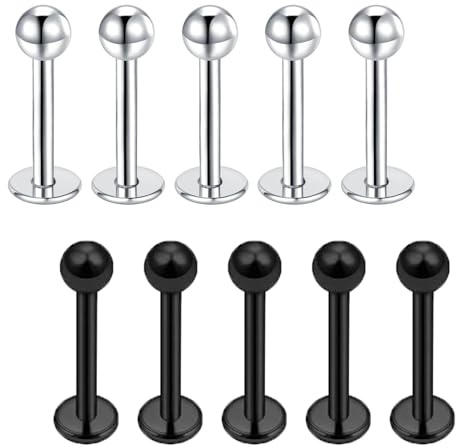 Besyvvin Piercing Labret 16G kirurgiskt stål och akryl flexibla klara behållare 6 mm 8 mm 10 mm 12 mm Labret Studs Tragus spik brosk helix läpp dam herr piercing smycken