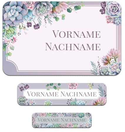 50 x personalisierte Namensaufkleber Sticker mit Wunschname Klebeetiketten zum Markieren Stifte Hefte mit Kinder Name Schule Kindergarten Aufkleber Set (41 Blumen)