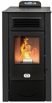 STUFE A PELLET ITALIA San Diego 14 Kw Kanalisiert | Pelletöfen Effizienz 92% Heizt 130m² Autonomie 20H Programmierbar 5 Geschwindigkeiten und Kräfte 24 Monate Garantie Schwarz