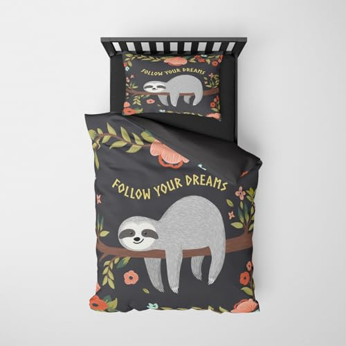 Wintdeer Bettwäsche 135x200cm 2-teilig, Traumfänger Faultier Bettwäsche-Sets, Bettbezug aus Mikrofaser mit 1 Kissenbezug 80x80cm, Versteckter Reißverschluss, Bettwäsche Set für Einzelbett