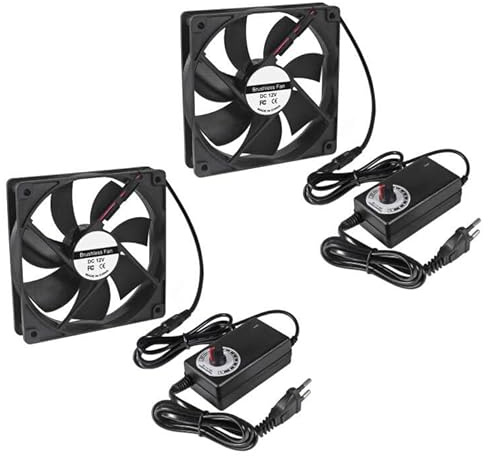 ALMOCN 2X Gehäuselüfter, 120 mm, AC 220 und 240 V, 3000 U/min, mit Drehzahlregelung bis 12 V, Doppelkugellager, 114 CFM, für Schrank, Arbeitsplatz, Chassis und Server