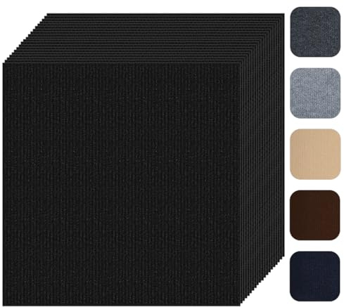 Selbstklebende Teppichfliesen, 20 Stück, 61 x 61 cm, zum Abziehen und Aufkleben, rutschfeste Teppich-Quadrate, Fliesen, DIY-Installation für Wohnzimmer, Schlafzimmer