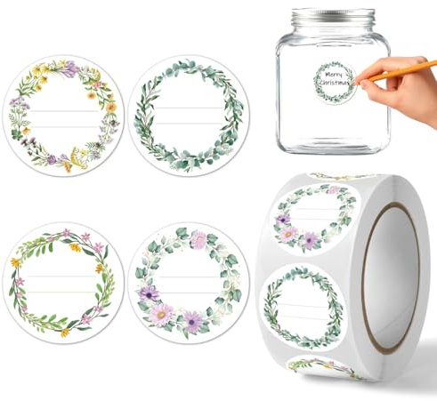 Cadimus Etiketten Selbstklebend，500pcs Klebeetiketten zum Beschriften ，Etiketten Marmelade，Runde Aufkleber 5 cm，Aufkleber für Gewürzetiketten，Kann für Küchenanhänger oder Geschenkanhänger
