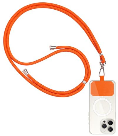 YEJAHY Chaîne Universelle pour Téléphone Portable, Cordon et Lanière avec Porte-clés pour Tous les Smartphones (Orange)