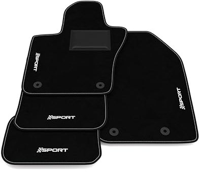 Fußmatten kompatibel mit Jeep Renegade 2014-2025 – Abstand der Befestigungspunkte (Beifahrer) 20 cm, Sport Stickerei, maßgeschneidertes Auto-Fußmatten-Set, Teppich Set