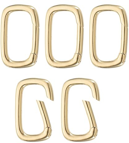 PATIKIL Spring Oval Clip Pendant Clasp, 5Pcs Spring Ring Buckle Necklace Clasps and Closures Charm Clasp Necklace Bracelet Extender Connector for Jewelry Making (M, Gold)