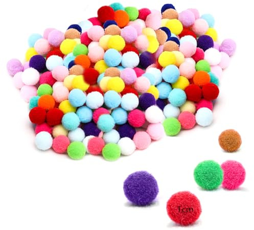 Eupneicu Pompones [1000 Piezas], 10 Mm Pompones De Colores Para Manualidades, Para Bricolaje De Artesanía Y Material De Afición