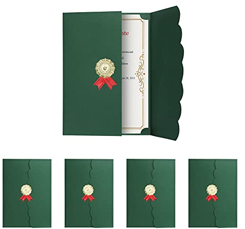 XGOPTS 5 Stück Urkundenmappe A4 Karton Vergoldet Dokumentenmappe 300 g/m²Hochwertige Übergabemappen Urkundenhülle für DIN A4 Papier (Grün)