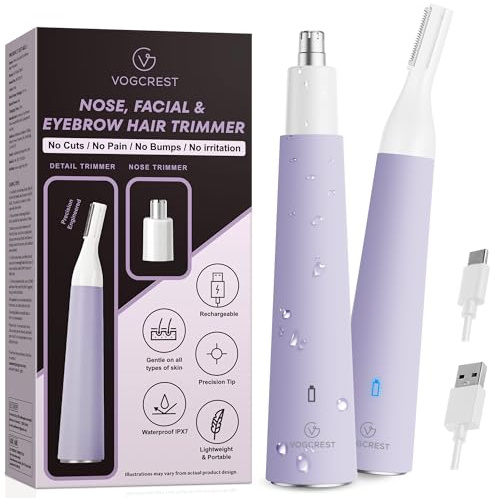 VG VOGCREST 【Nasenhaartrimmer für Frauen】Wiederaufladbarer 2-in-1-Ohr-Augenbrauen-Trimmer (Rosa)