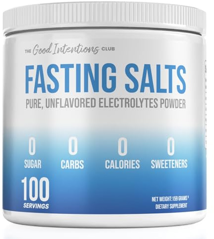 The Good Intentions Club Fasting Electrolytes - Unflavored Electrolyte Powder - 100 Servings - Fasting Salts - Fasting Supplement - Electrolytes for Fasting