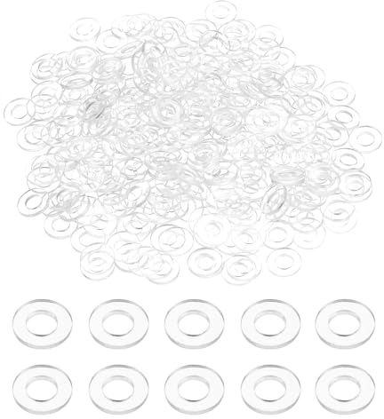 QUARKZMAN 240Pcs Arandelas Planas PVC M5 5mm DI 8mm 1mm Gros Transparentes | Arandelas Planas De Goma, Arandelas De Plástico De Sellado Espaciador Anillo De Arandelas