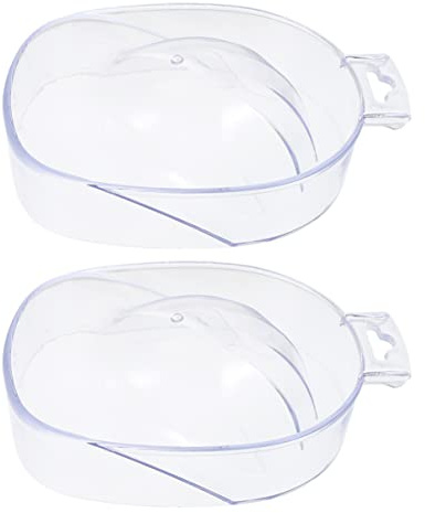 NIYANGLE Cuencos para Manicura 2 Unidades Cuencos Acrílicos Transparentes para Remojo de Uñas Cuidado de Manos Salón y Uso Doméstico