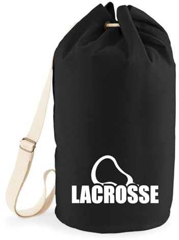 Huuraa Seesack Lacrosse Schriftzug 20 Liter Black Baumwolle Rucksack Geschenkidee