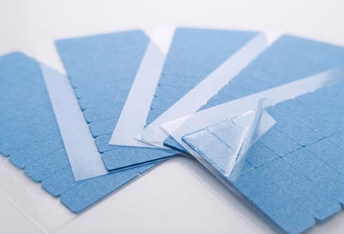 VCH Professional Blue Double-Sided Hair Extension Tape Tabs - Waterproof & Hypoallergenic - 0.3in x 1.5in tabs (Pack of 60)