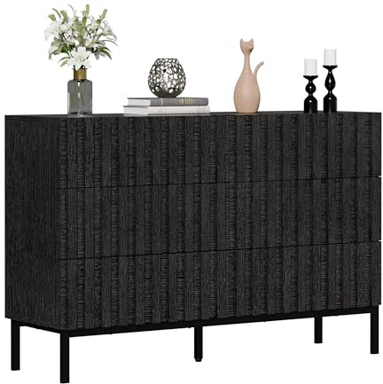 UEV Kommode mit 6 Schublanden, 100 x 34,5 x 73,4cm, Schrank mit Schubladen, Schmal Kommode, Aufbewahrungskommode, Schrank für Wohnzimmer Schlafzimmer Flur (Schwarz)