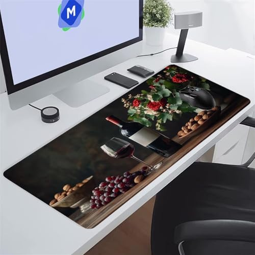 Tappetino Mouse XXL Gaming 1200x600x2 mm Fiori Frutti Tappetino per Mouse Grande Cuscinetto per Tastiera Grande da Scrivania Gaming Mousepad Lavabile per Ufficio e casa