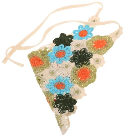 DIKACA Gehäkeltes Bandana für Damen Vintage-haartuch Stirnband mit Häkelmuster für Alltag und Kostümpartys Tragbar bei Yoga Reisen und Shopping