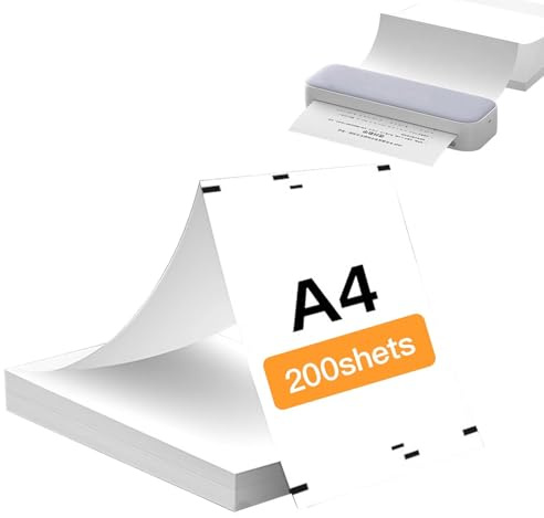 Dulynva 200 Feuilles Papier Thermique A4 Imprimante Séchage Rapide Compatible avec les Imprimantes Thermiques A4 pour Fichiers, Documents, Photos