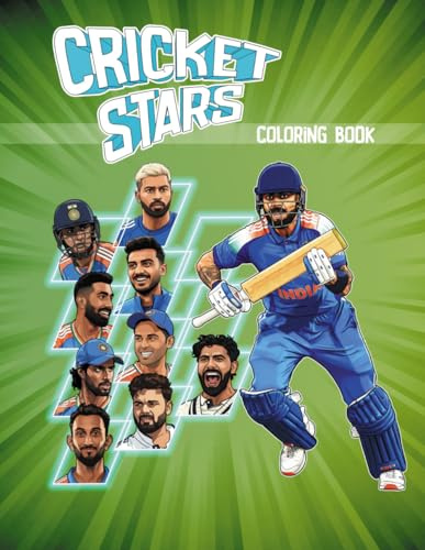 Cricket Stars Coloring Book: The Best Players in India