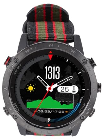 RASTKY Orologio Sportivo Intelligente Ricaricabile 1.3 Resistente All'acqua Fino a 50 Metri con modalità Sportive Professionali per Uomo Nuoto Snorkeling Lega Ti, Nylon