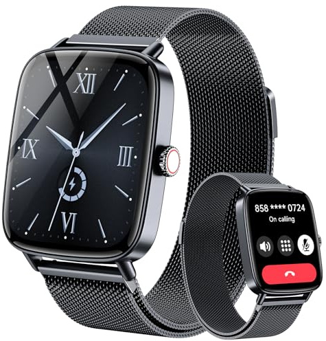 Gydom Smartwatch Herren 1.85 HD Metall Fitnessuhr Fitness Tracker Herzfrequenz/SpO2/Schlaf/IP68 Wasserdicht Sportuhr 120+ Sprtmodi Smart Watch für Android iOS Schwarz