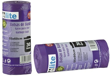Bolsas de Basura Violeta Perfumadas 30L con Autocierre – Pack 150 Unidades (10 Rollos x 15 Bolsas) – Antigoteo, Ultra Resistentes, Fáciles de Separar – 55 x 60 cm, MD3330