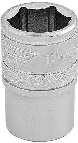 Draper Expert 1/2 17mm Square Drive Socket | 6 Point Hex Socket | Chrome Vanadium Steel Wrench Accessory | 16607, Blau