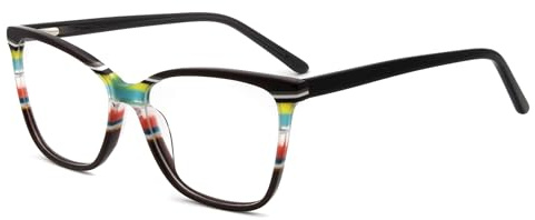 RICH MODE Übergroße mehrfarbige Brille nicht verschreibungspflichtiger optischer Acetatrahmen für Frauen und Mädchen